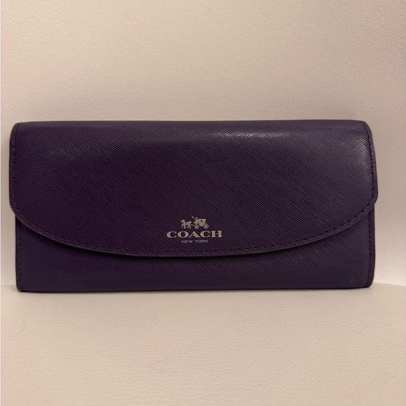Coach Slim Envelope Wallet in Dark Purple - Picture 1 of 7